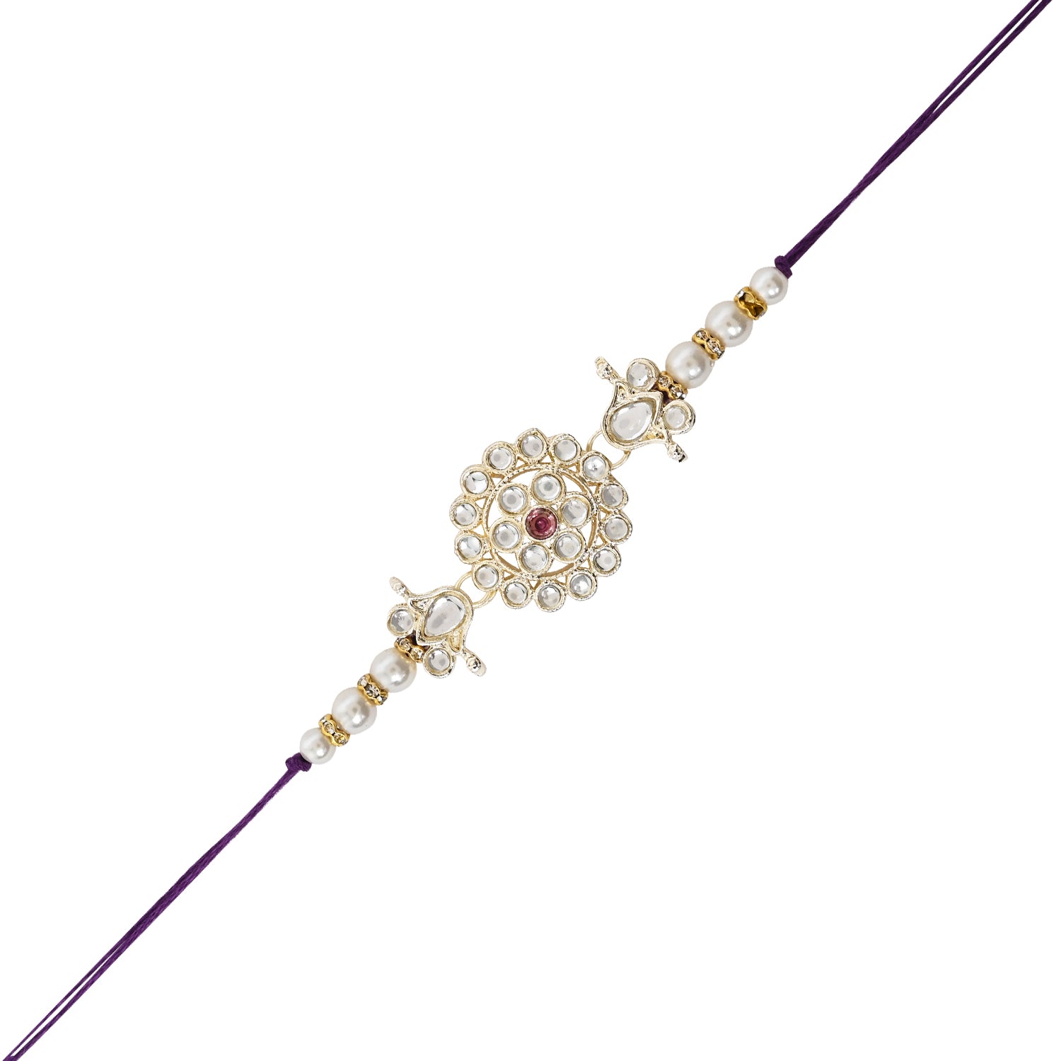Elegant Bhaiya Bhabhi Lumba Pearl & Rakhi With Roli Chawal & Card