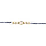 Delicate Pearl Beads Blue Rakhi with Roli Chawal & Rakshabandhan Card