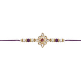 Delicate Pearl Beads Wine Rakhi with Roli Chawal & Rakshabandhan Card