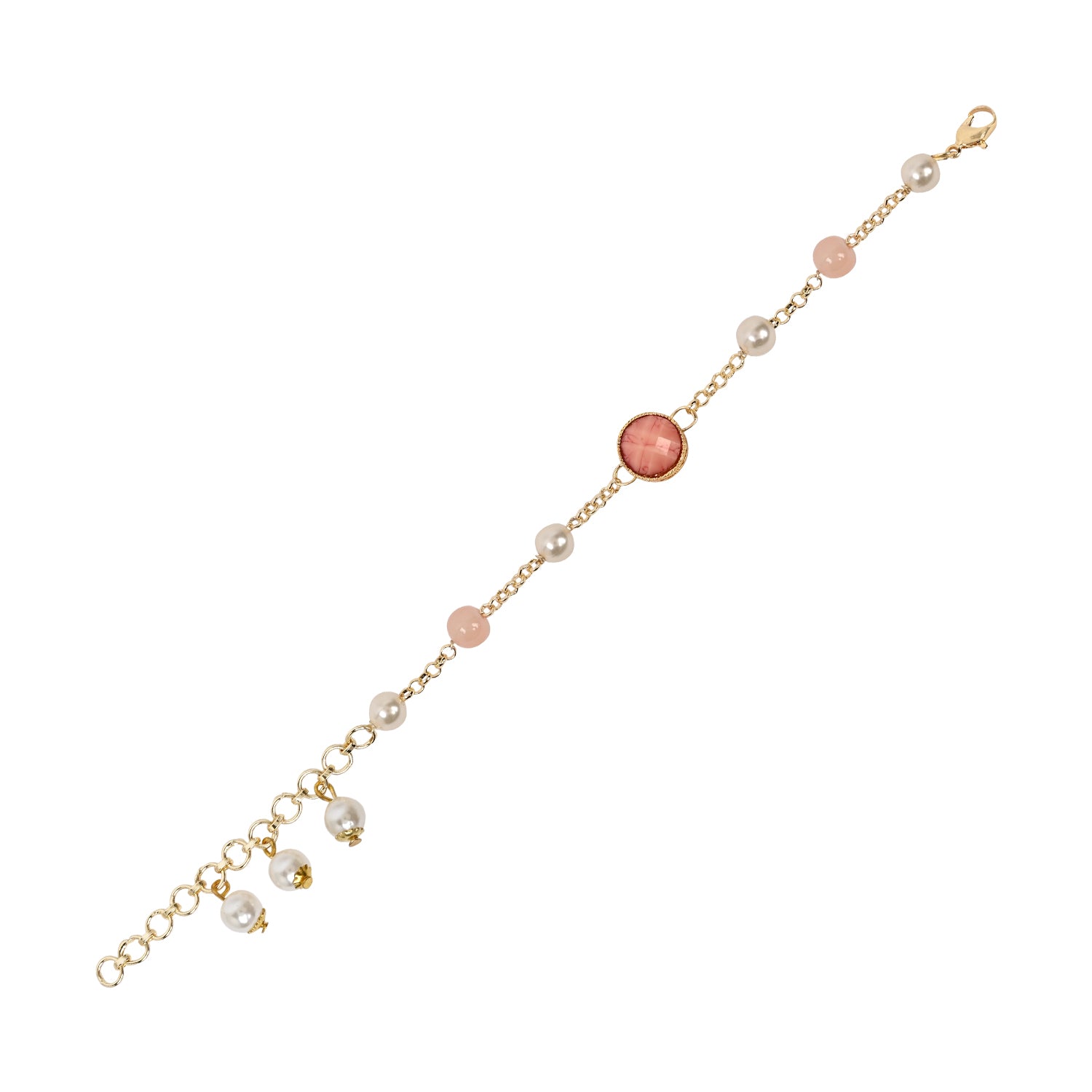 Elegant Bhaiya Bhabhi Peach Lumba Pearl & Rakhi With Roli Chawal &Card