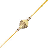 Delicate Pearl Beads Yellow Rakhi with Roli Chawal & Rakshabandhan Card
