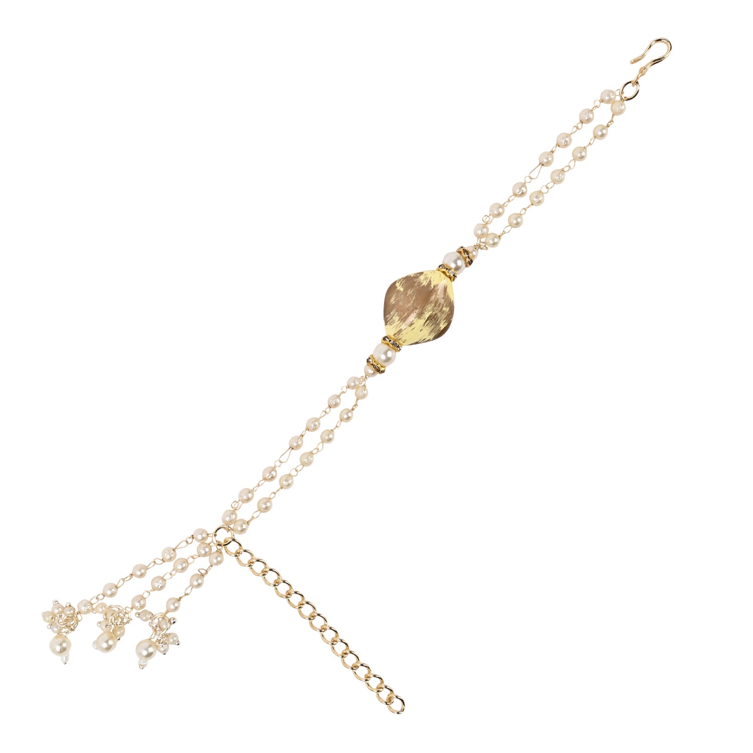 Elegant Bhaiya Bhabhi Yellow Lumba Pearl & Rakhi With Roli Chawal &Card