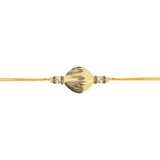 Delicate Pearl Beads Yellow Rakhi with Roli Chawal & Rakshabandhan Card