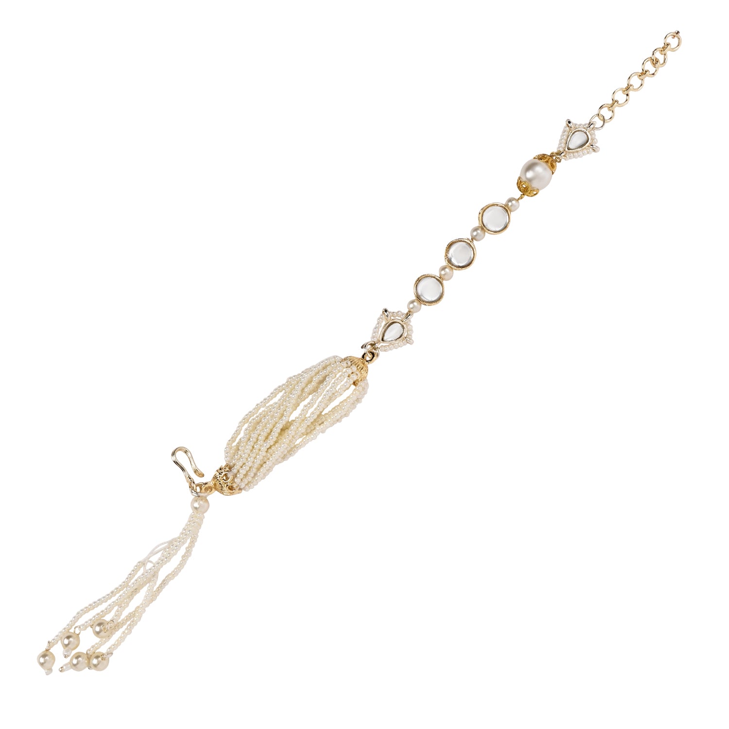 Elegant Bhaiya Bhabhi White Lumba Pearl Rakhi With Roli Chawal &Card