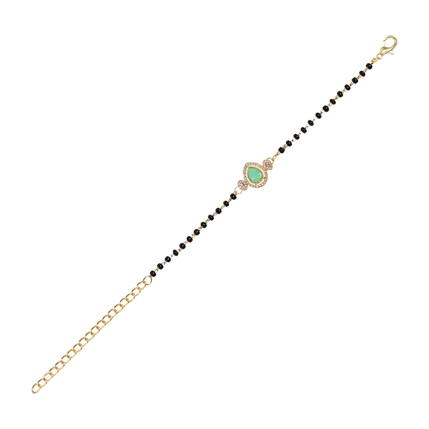 Intricately Crafted Mint Drop-Shaped Mangalsutra Bracelet