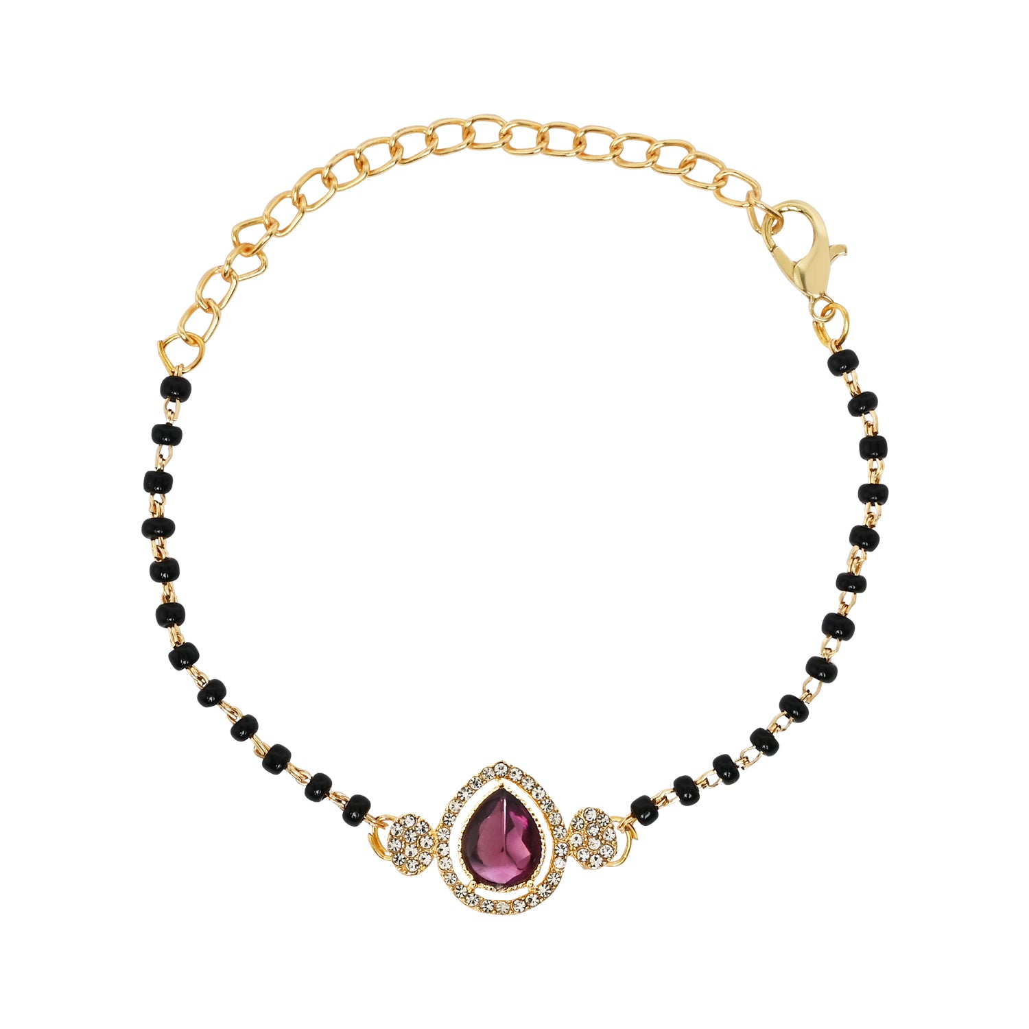 Elegant Bhaiya Bhabhi Pearl Lumba Mangalsutra Bracelet & Rakhi With Roli Chawal & Card