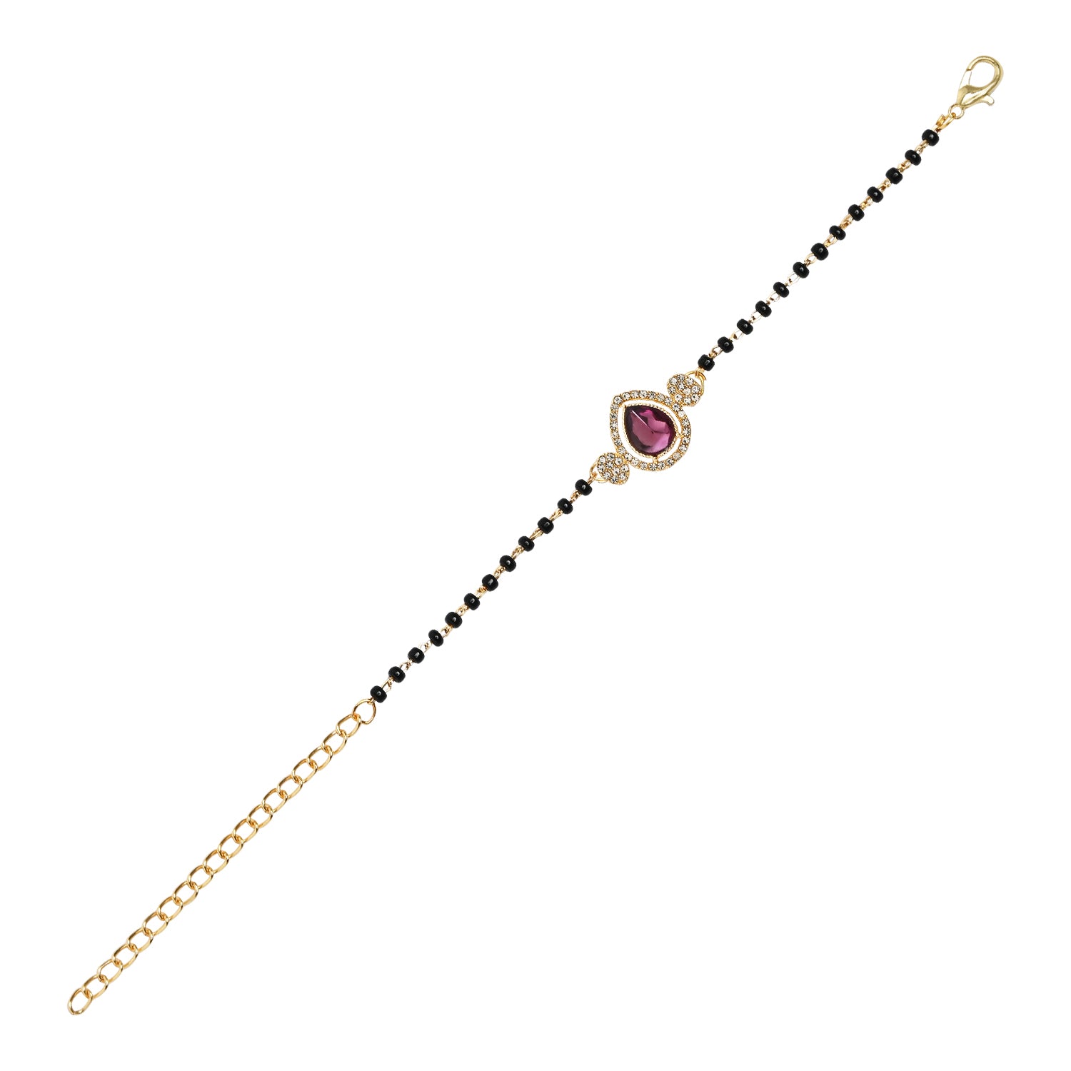 Elegant Bhaiya Bhabhi Pearl Lumba Mangalsutra Bracelet & Rakhi With Roli Chawal & Card