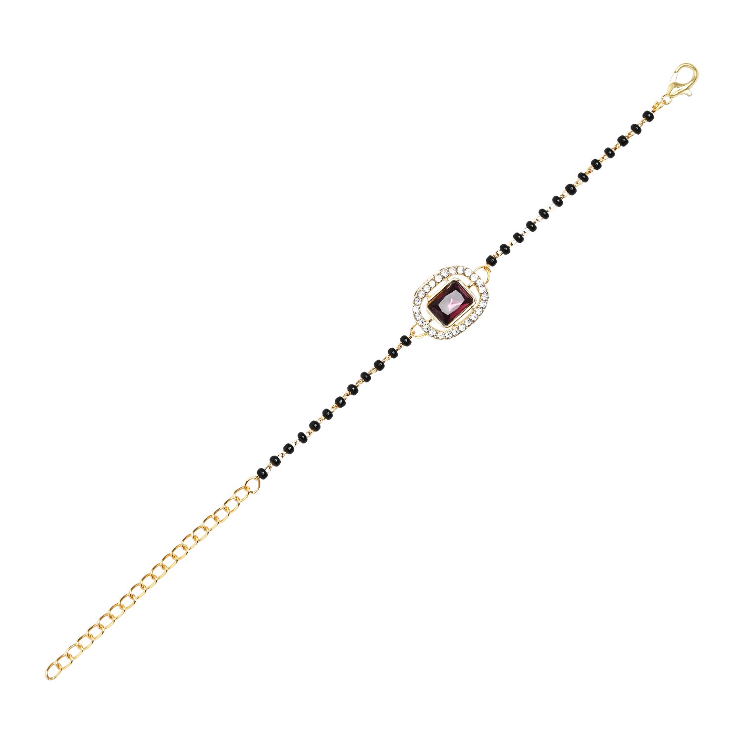 Elegant Bhaiya Bhabhi Pearl Lumba Mangalsutra Bracelet & Rakhi With Roli Chawal & Card
