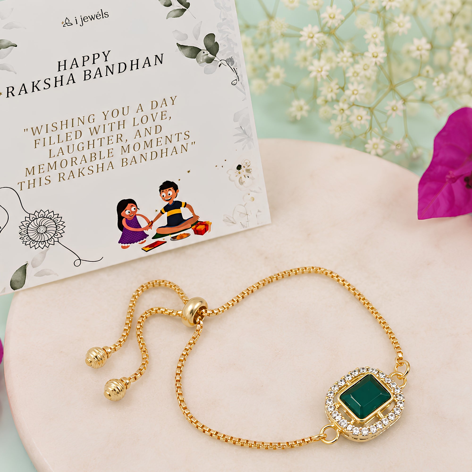 Green Square-Shaped Bracelet
