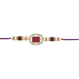 Delicate Pearl Beads Green Rakhi with Roli Chawal & Rakshabandhan Card