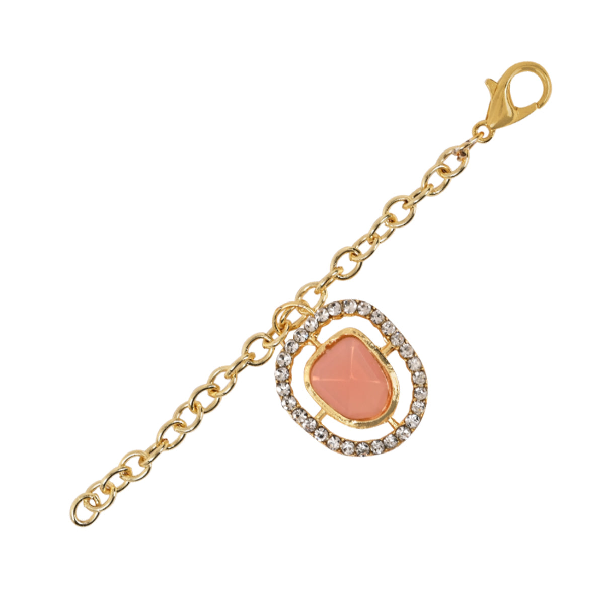 Peach Pearl & Kundan Rakhi & Watch Charm Lumba (Watch Accesories) Combo With Roli Chawal & Rakshabandhan Card