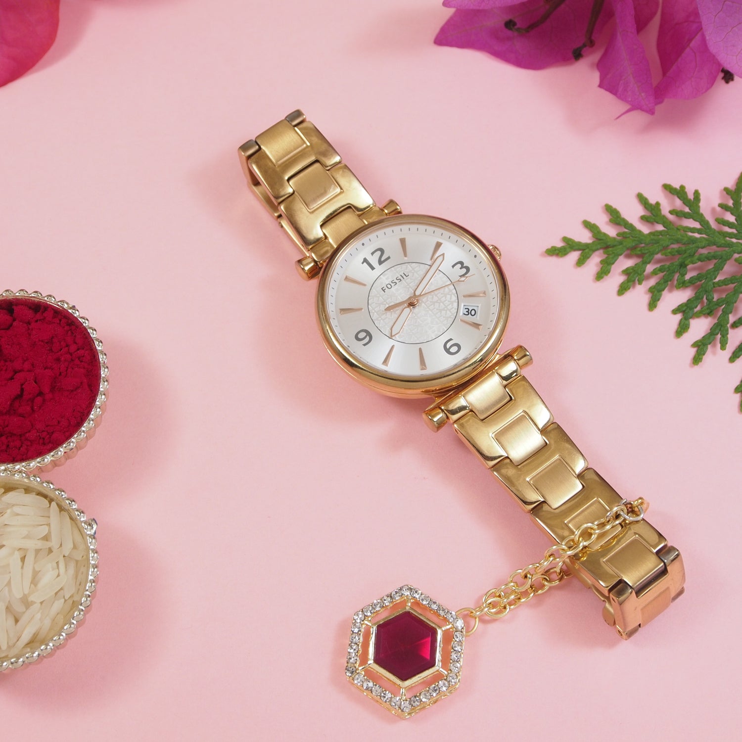 Delightful Timeless Maroon Pearl Watch Charms Lumba