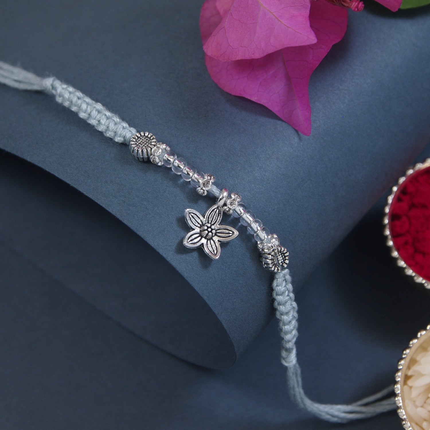 Elegantly Crafted Grey Pearl Adjustable Lumba Bracelet
