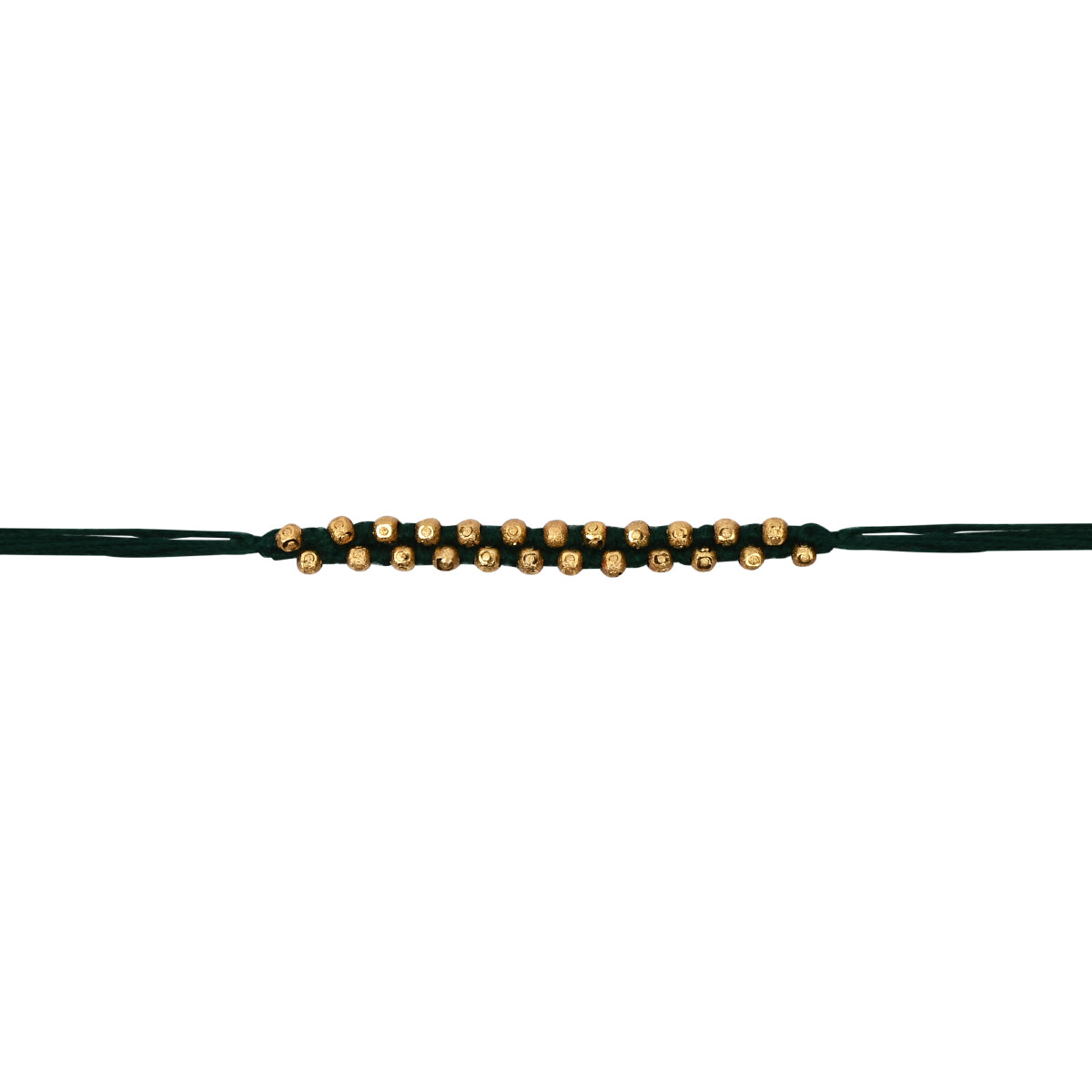 DELICATE PEARL BEADED GREEN RAKHI WITH ROLI CHAWAL & RAKSHABANDHAN CARD