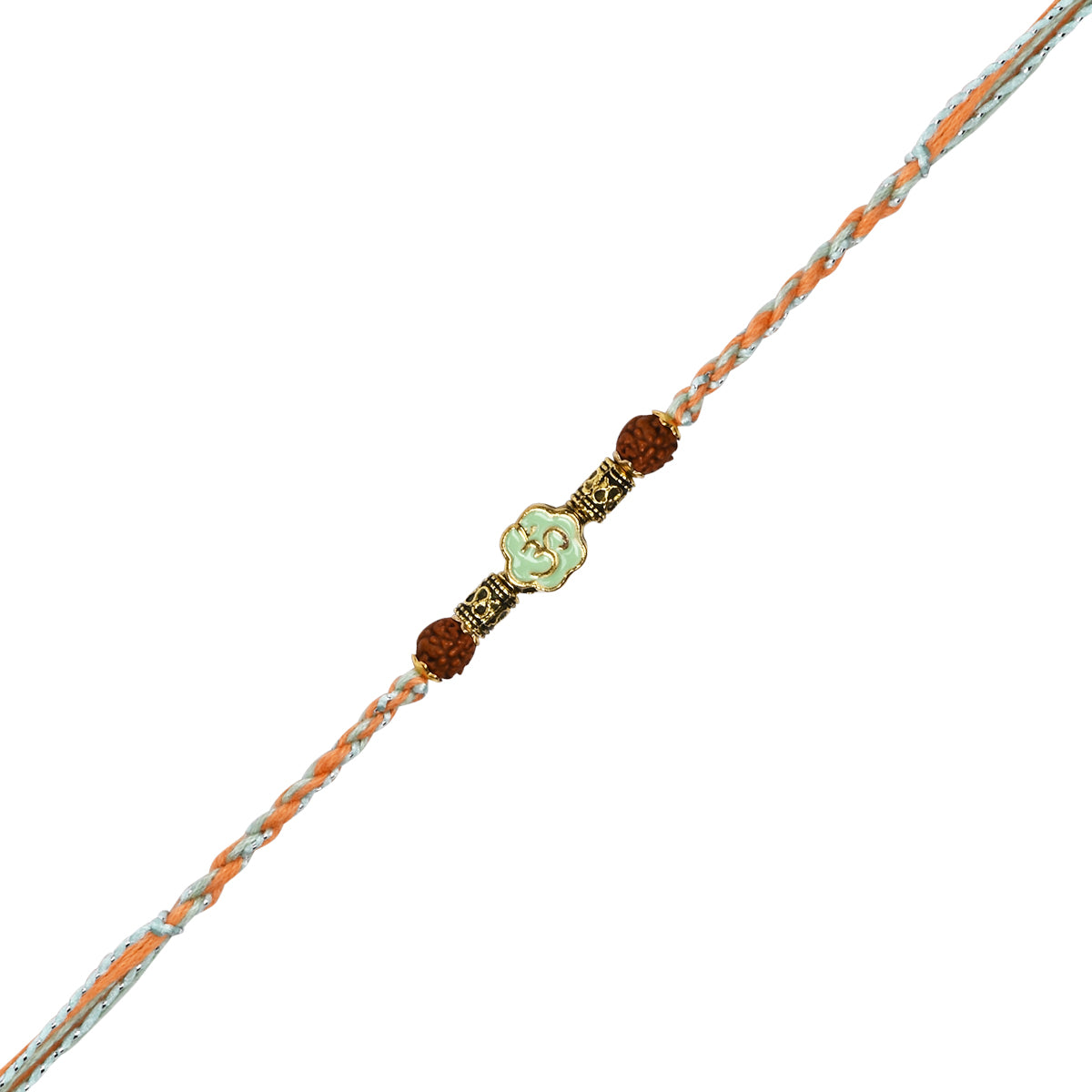 Om Mint Enamel Pearl Beaded Rakhi