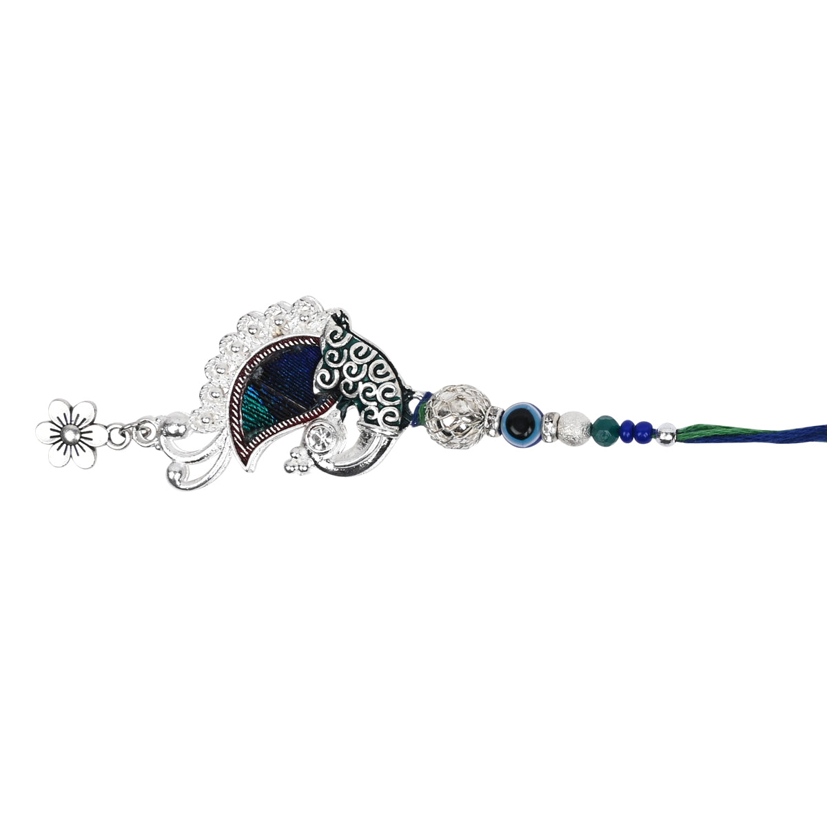 Elegantly Crafted Peacock Feather Pearl Adjustable Lumba Bracelet