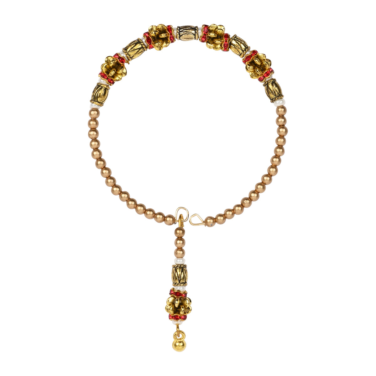Elegant Bhaiya Bhabhi Pearl Lumba Bracelet & Rakhi With Roli Chawal & Card
