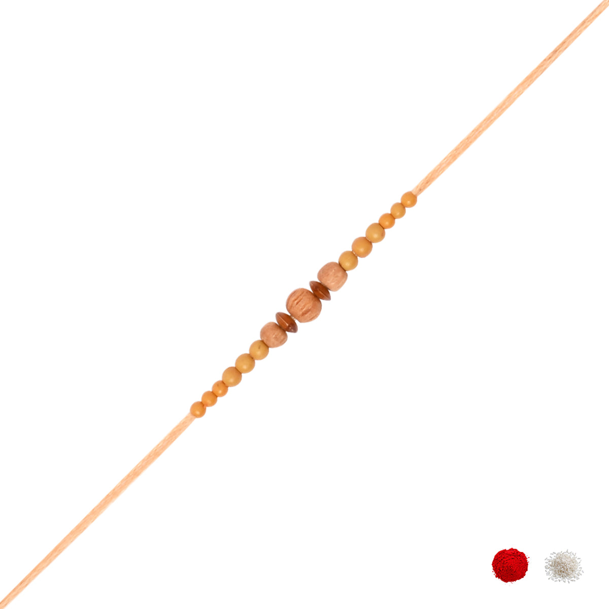 Wooden Bead Rakhi with Roli Chawal and Raksha Bandhan Card