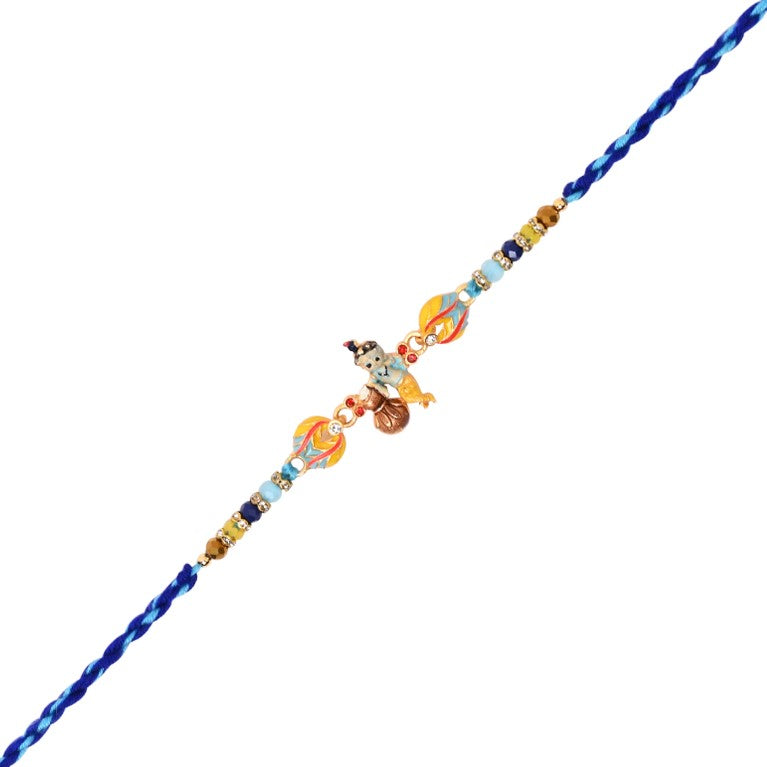 Adorable Little Krishna Matki Rakhi With Roli Chawal & Card