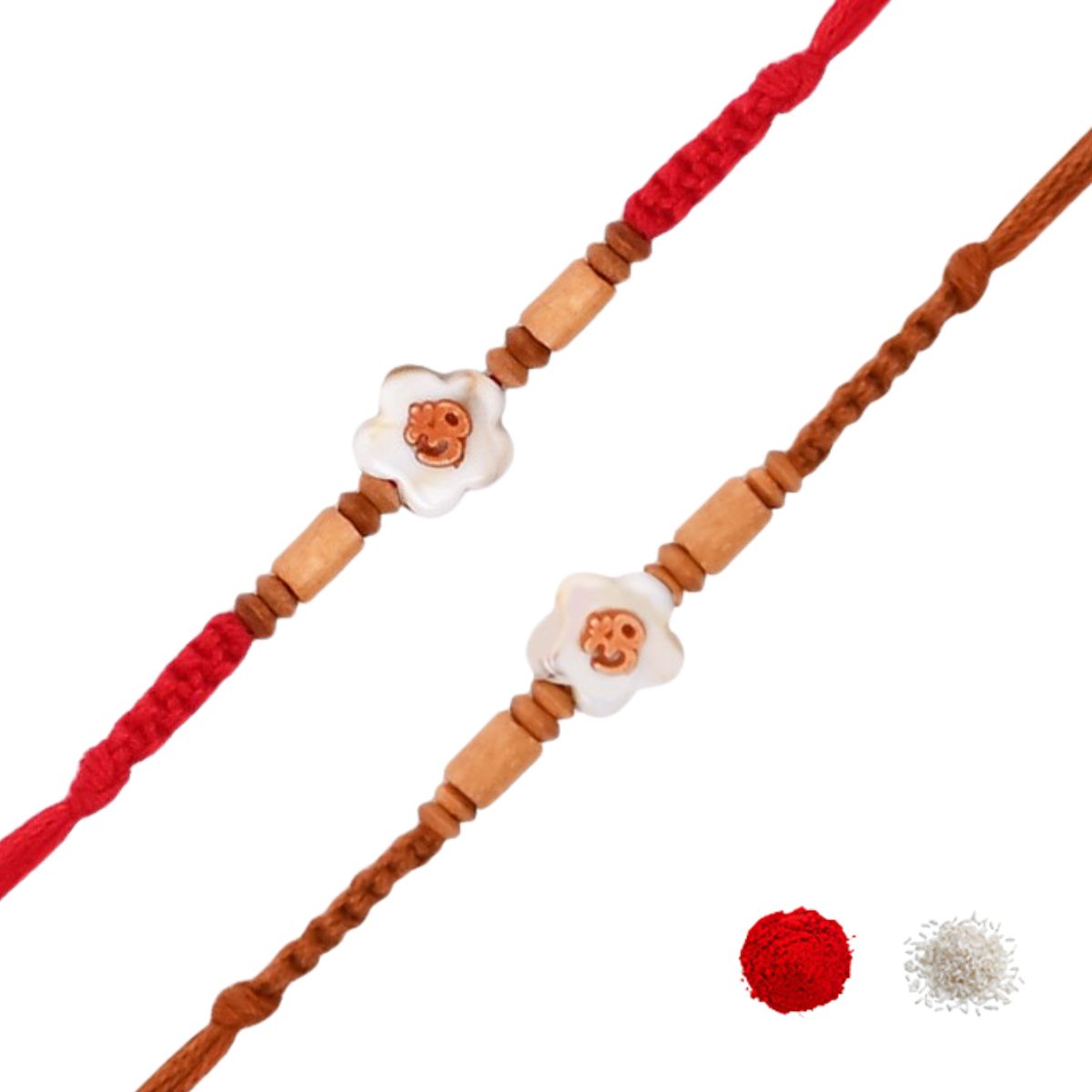 Classic OM Rakhi Set with Roli Chawal & Rakshabandhan Card (Pack of 2)