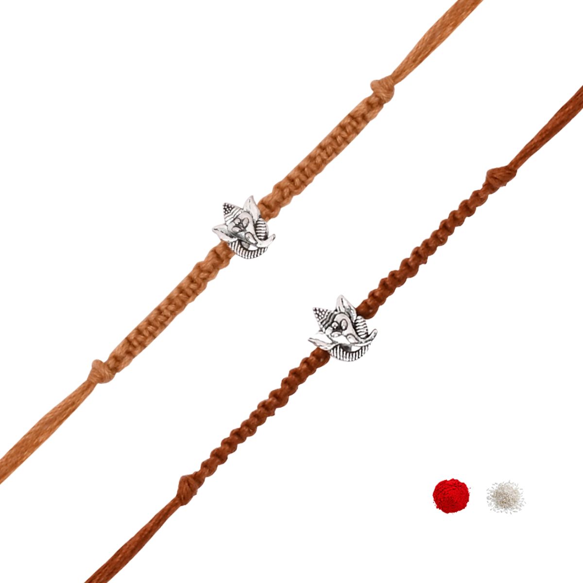Ganesha Rakhi With Roli Chawal & Rakshabandhan Card (Pack of 2)