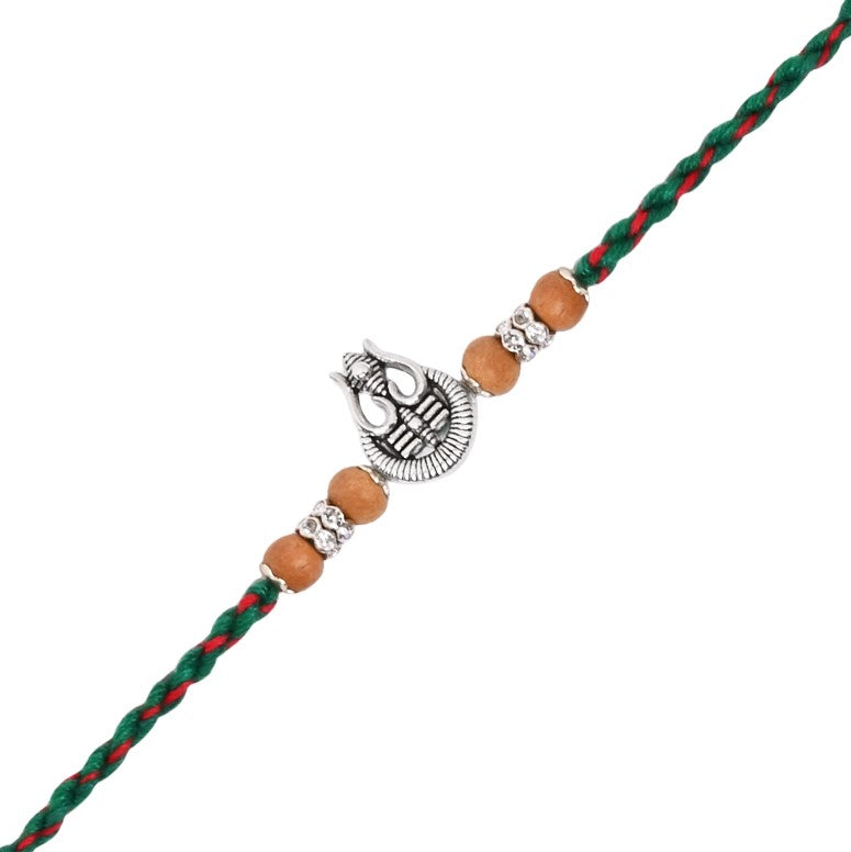 Trishul Pearl Rakhi for Brother with Roli Chawal and Raksha Bandhan Card