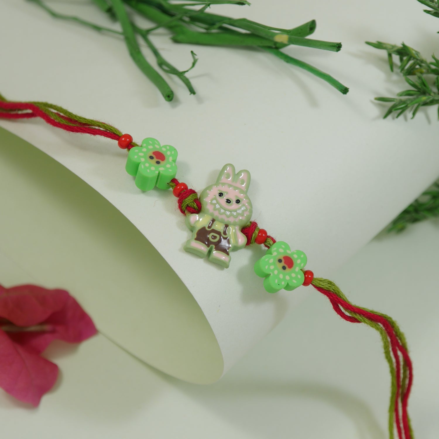 Cute Bunny Character Rakhi With Roli Chawal & Rakshabandhan Card