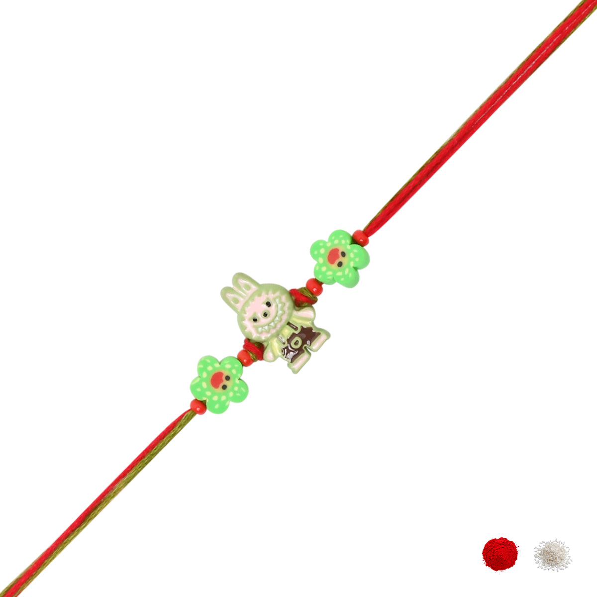 Cute Bunny Character Rakhi With Roli Chawal & Rakshabandhan Card