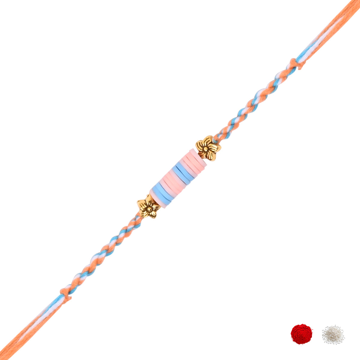 Pastel Heishi Beads Rakhi with Roli Chawal and Raksha Bandhan Card