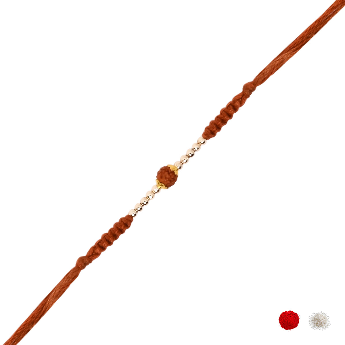 Rudraksha Bead Rakhi for Brother with Roli Chawal and Raksha Bandhan Card