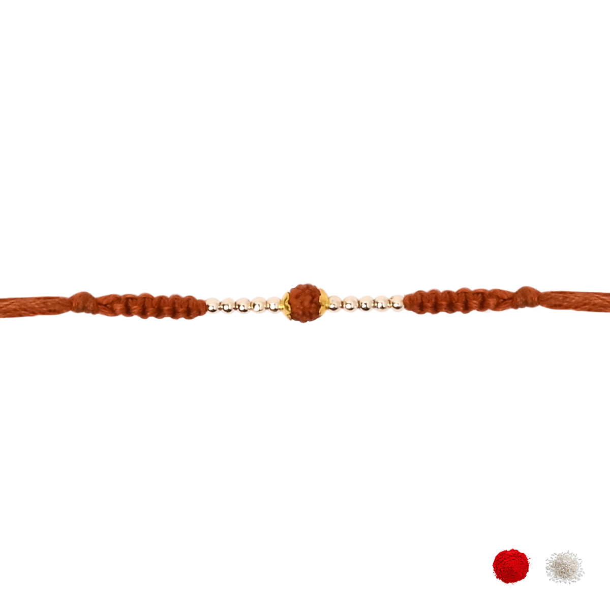 Rudraksha Bead Rakhi for Brother with Roli Chawal and Raksha Bandhan Card