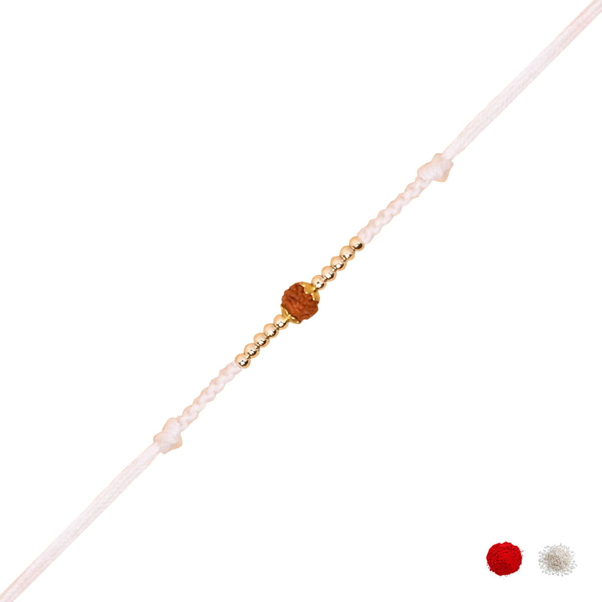 Rudraksha Beaded  Rakhi with Roli Chawal and Raksha Bandhan Card