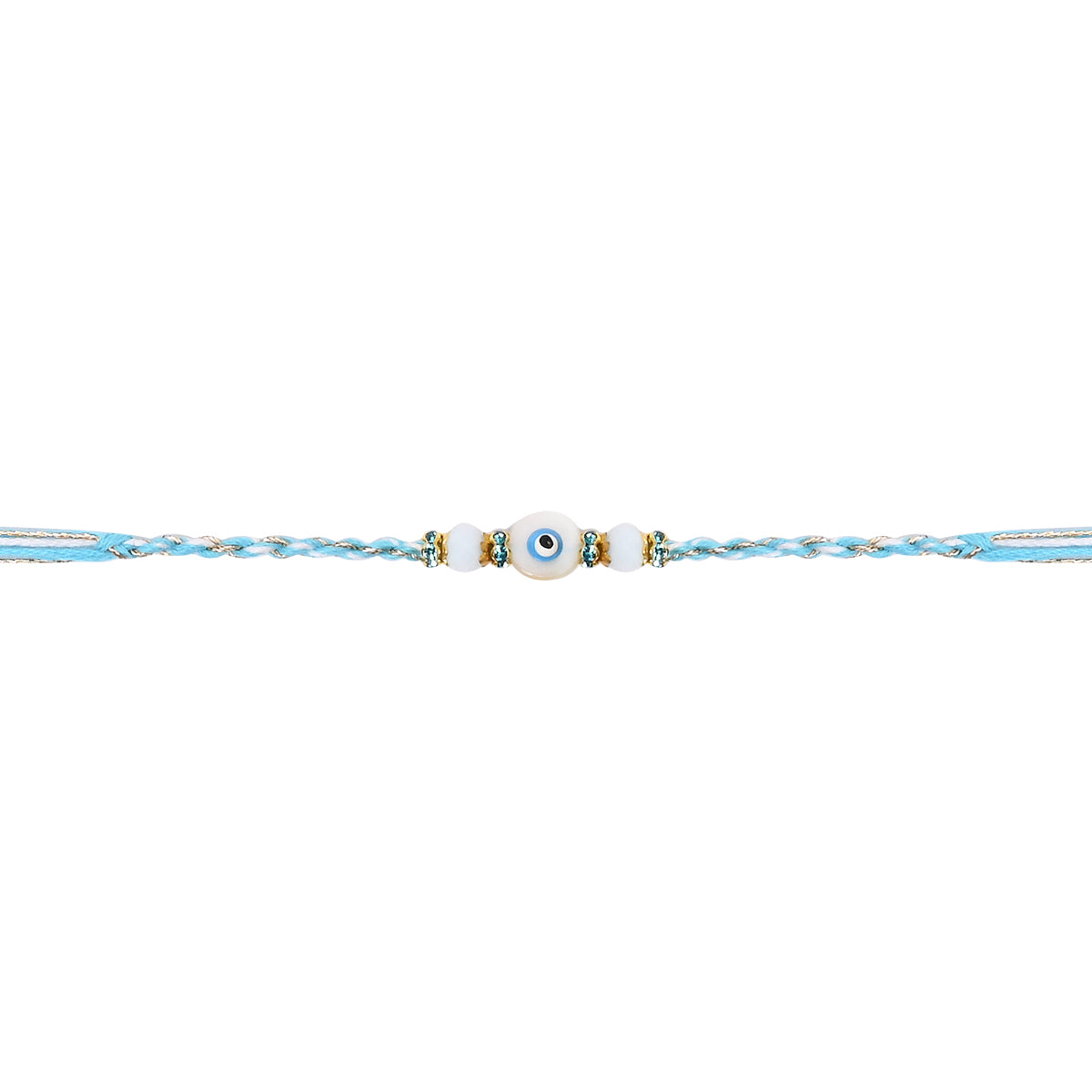 Elegance Turquoise Evil Eye Rakhi with Roli Chawal & Rakshabandhan Card