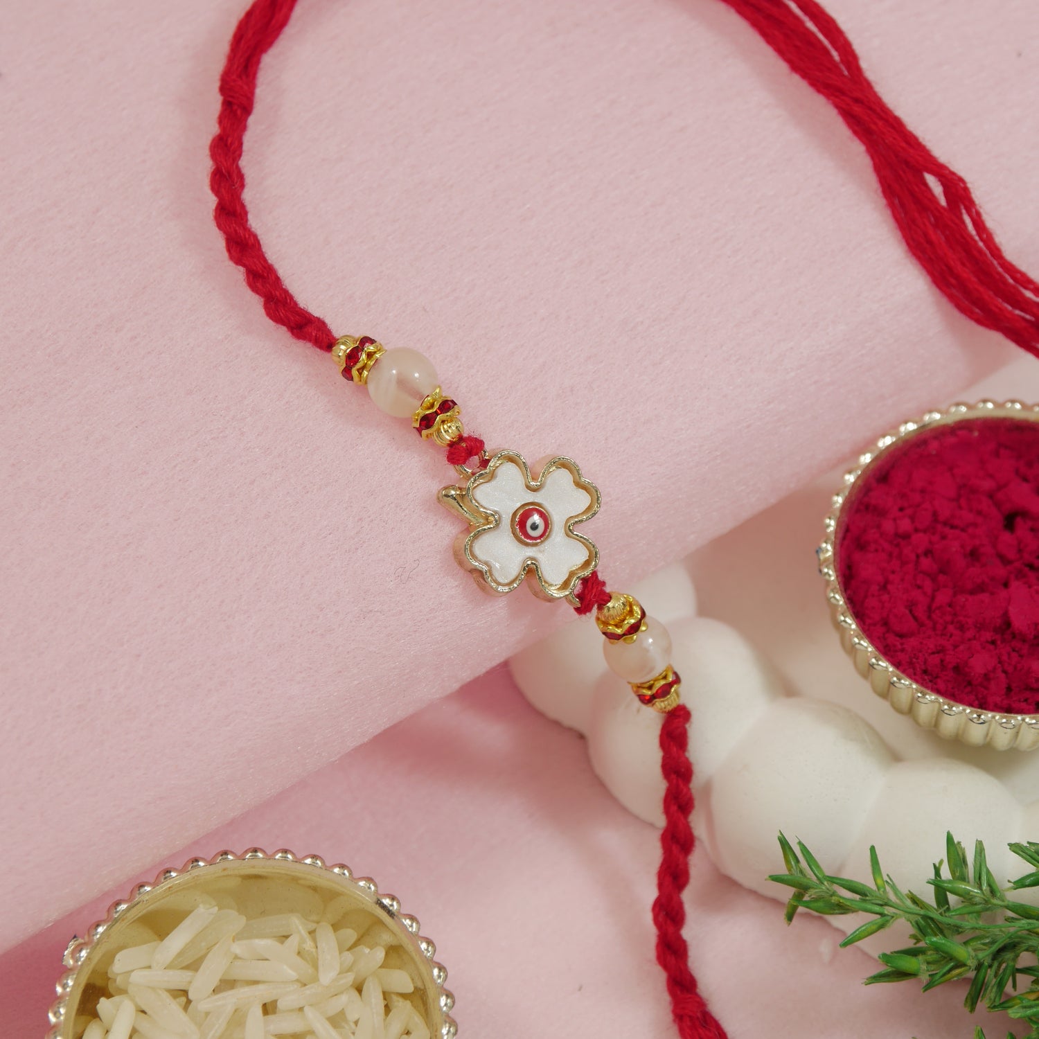 Elegance Evil Eye Rakhi with Roli Chawal & Rakshabandhan Card