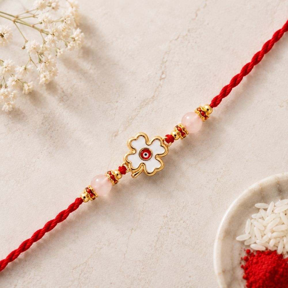 Elegance Evil Eye Rakhi with Roli Chawal & Rakshabandhan Card
