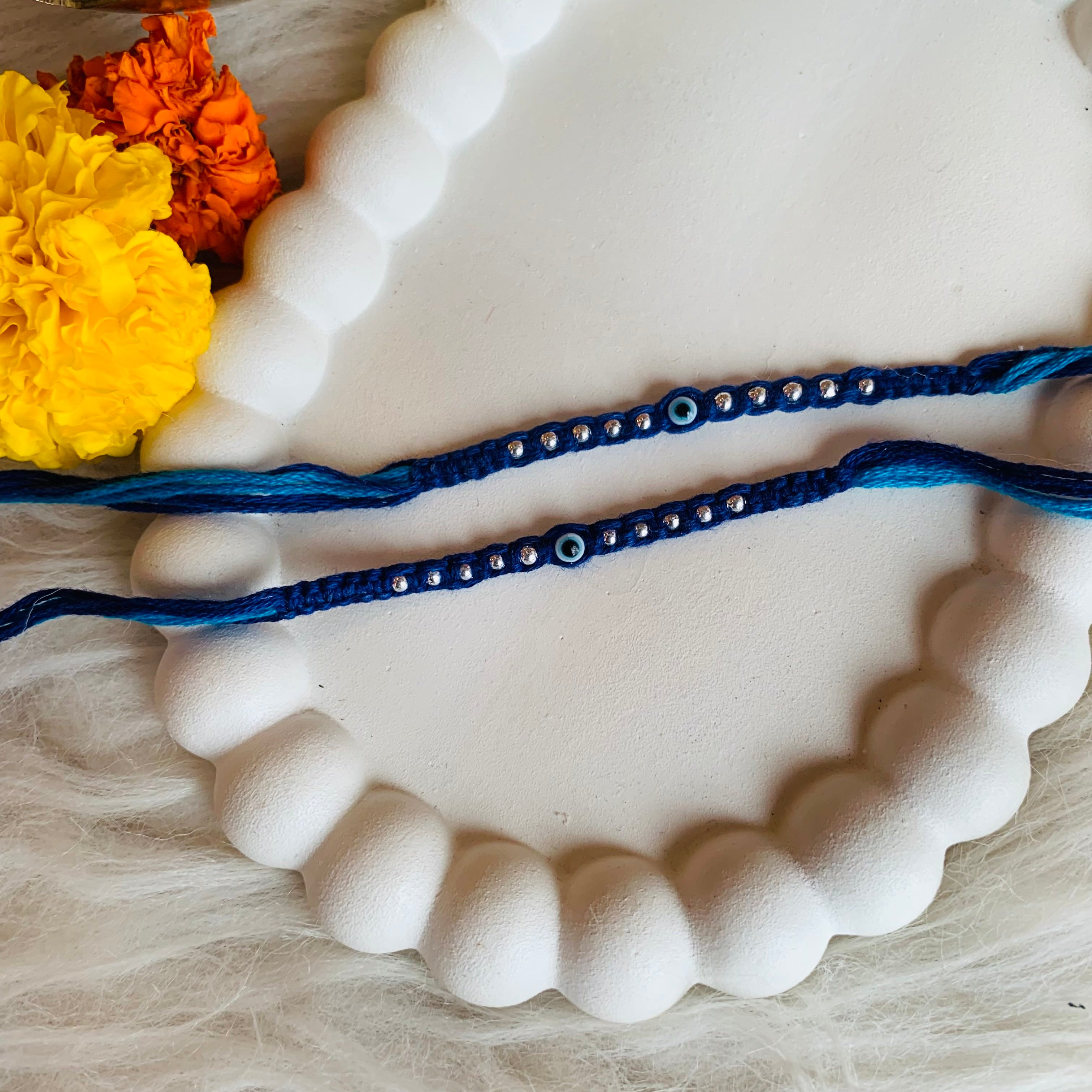 Evil Eye Rakhi Set with Roli Chawal & Rakshabandhan Card (Pack of 2)