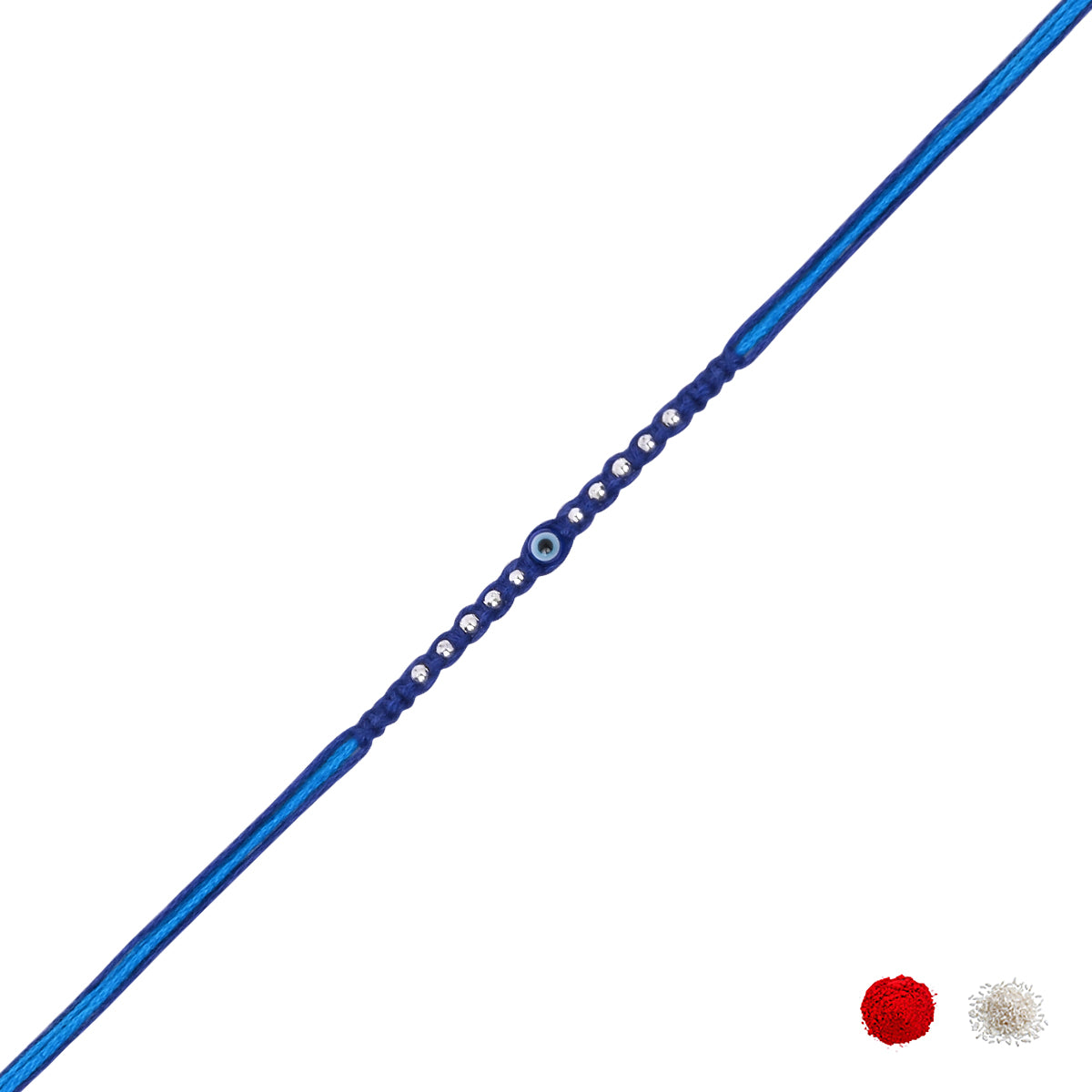 Evil Eye Thread Rakhi for Brother with Roli Chawal and Raksha Bandhan Card