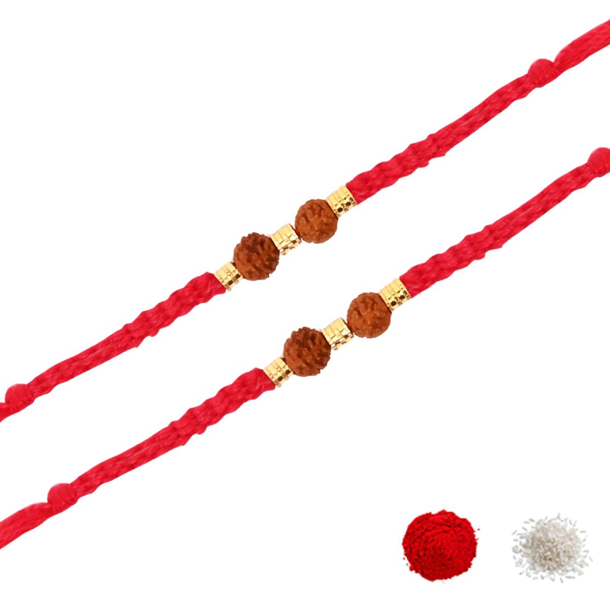 Rudraksh Pearl BEaded with Roli Chawal & Rakshabandhan Card (Pack of 2)