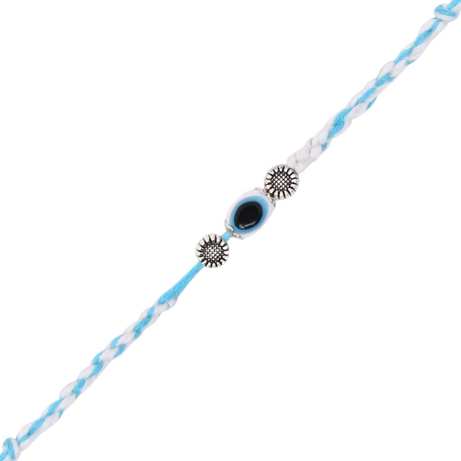 Evil Eye Floral Rakhi with Roli Chawal and Raksha Bandhan Card