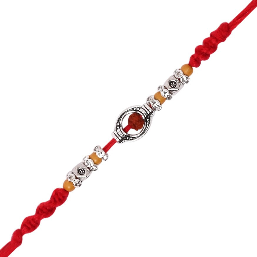 Rudraksh Rakhi with Roli Chawal & Rakshabandhan Card