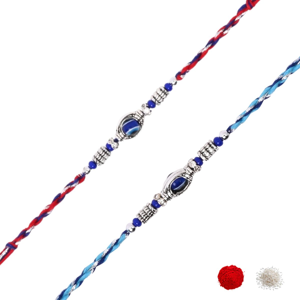 Evil Eye Rakhi Set with Roli Chawal & Rakshabandhan Card (Pack of 2)