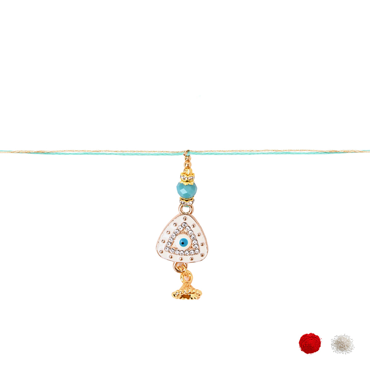 Elegant Bhaiya Bhabhi Lumba Pearl & Rakhi With Roli Chawal & Card