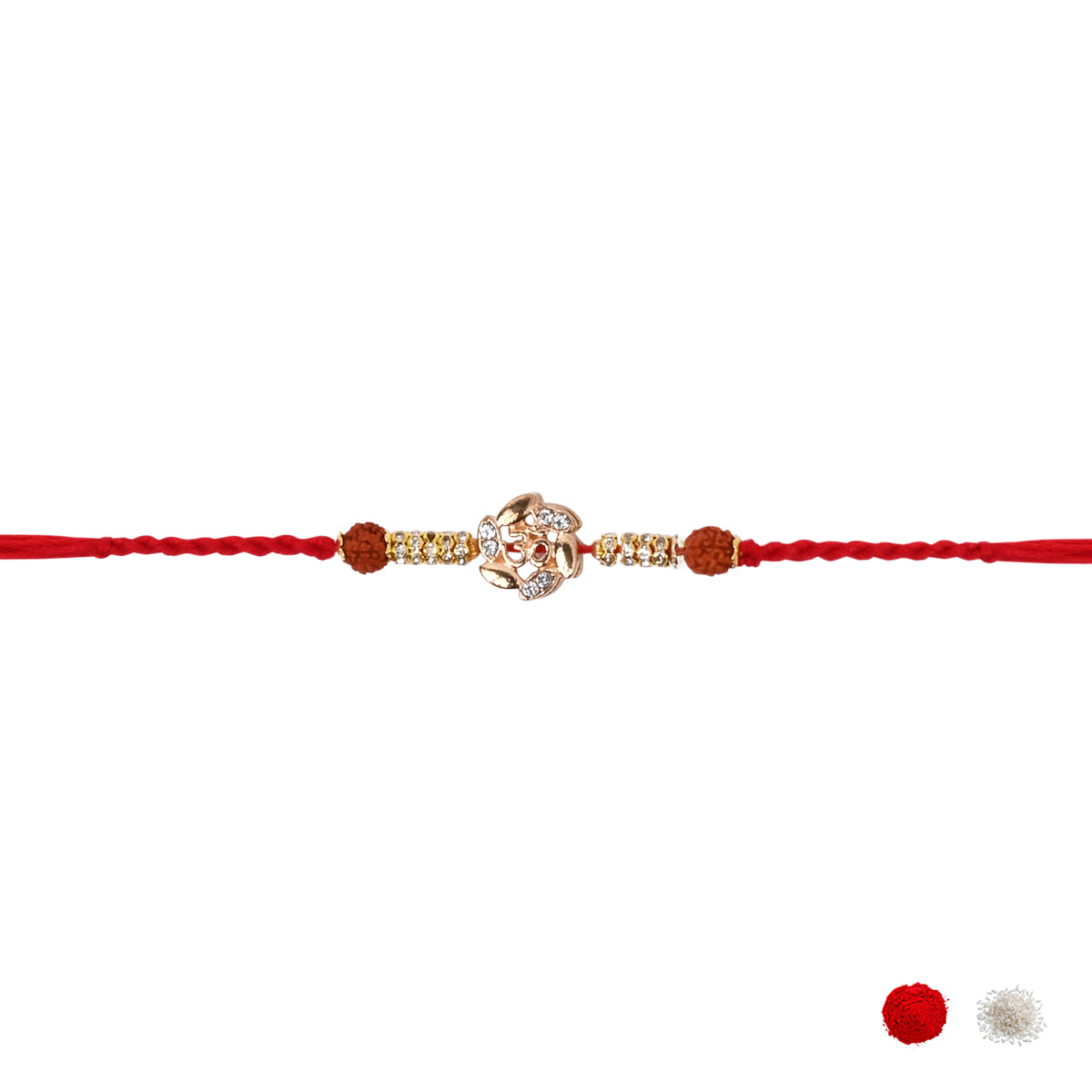 Rudraksh Ganesha Bhaiya Bhabhi Rakhi with Roli Chawal & Rakshabandhan Card