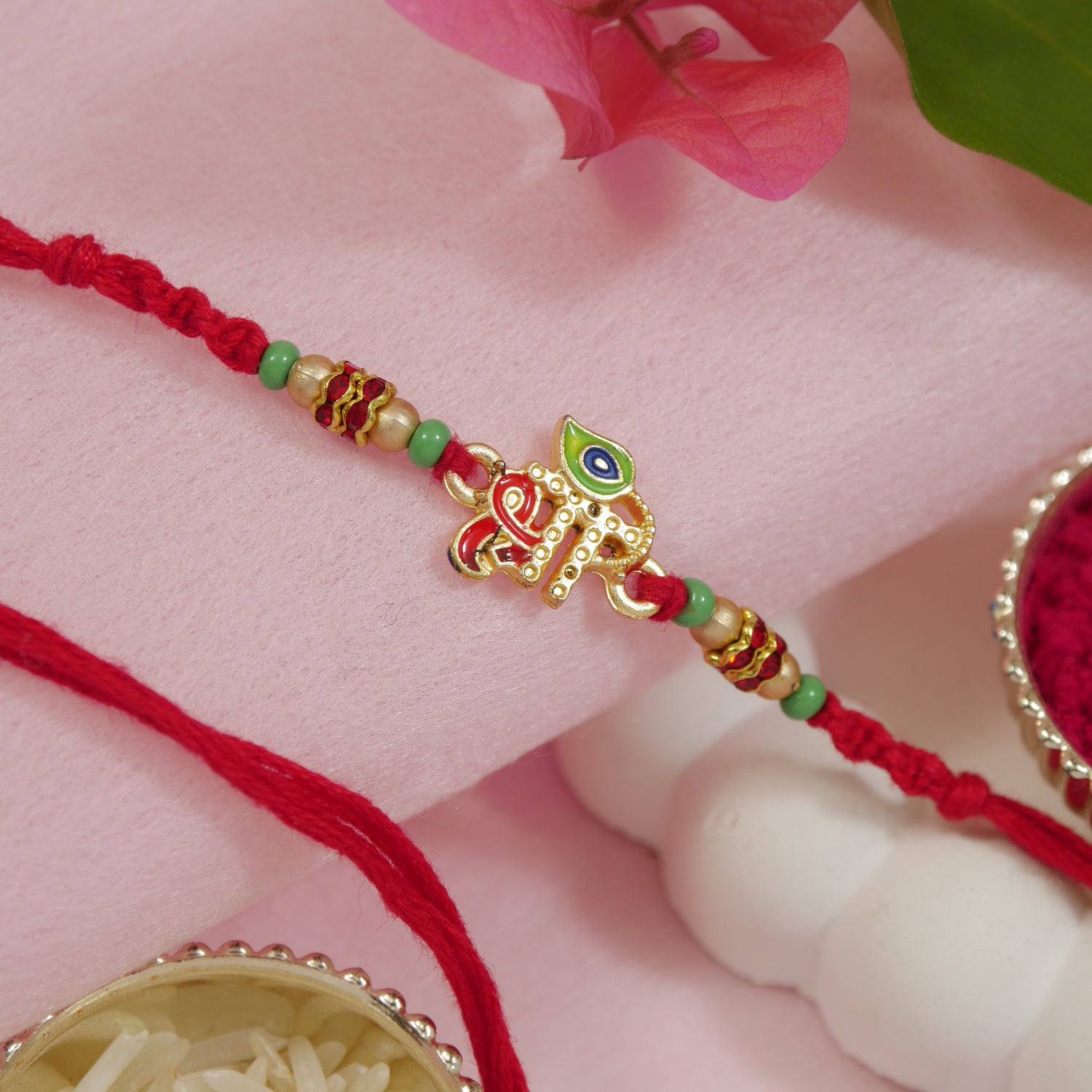 Shree Om Rakhi with Roli Chawal & Rakshabhandan Card