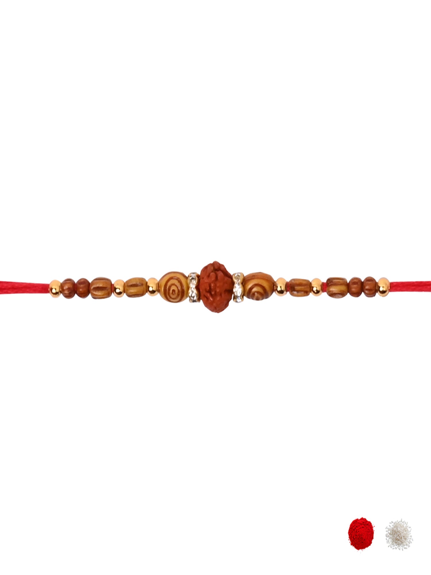 Rudraksha Beaded Rakhi with Roli Chawal & Raksha Bandhan Card