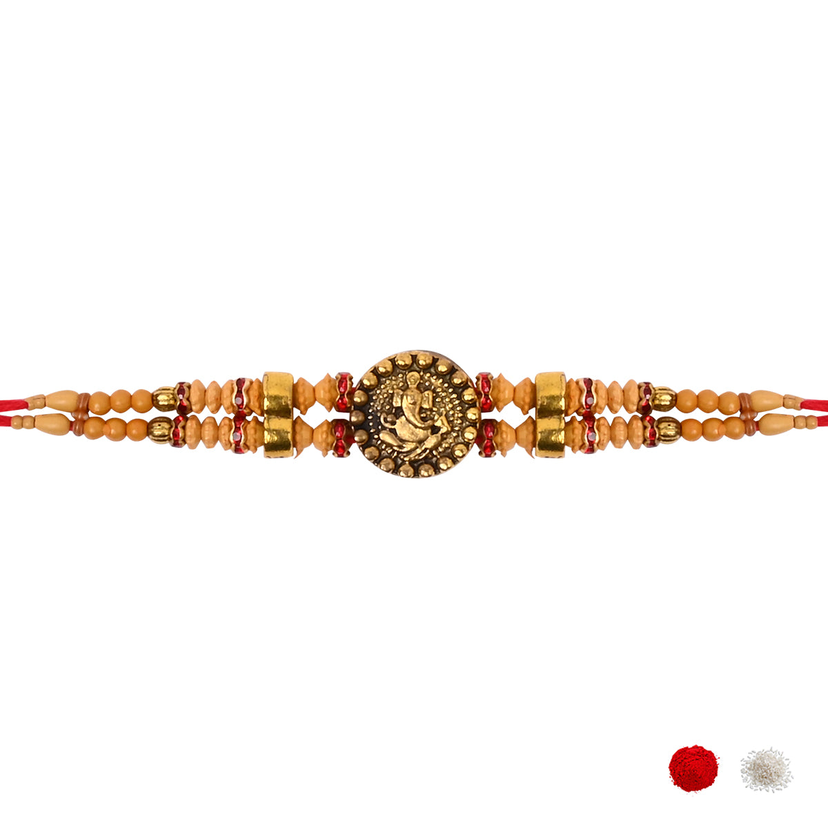 Designer Ganesha Rakhi with Roli Chawal & Rakshabhandan Card