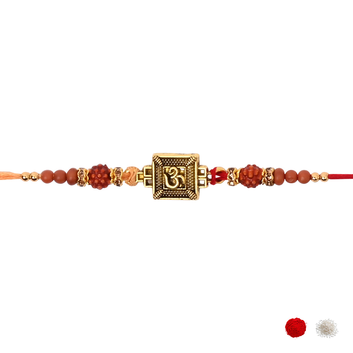 Om Yellow Rakhi with Roli Chawal & Rakshabhandan Card