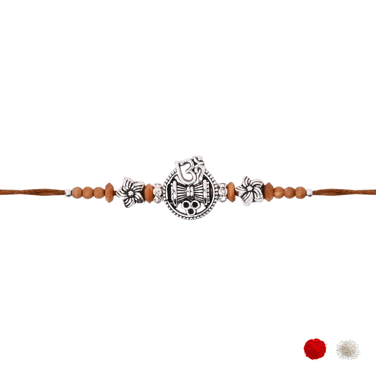 Rudra Om Damru Brown Rakhi with Roli Chawal & Rakshabhandan Card