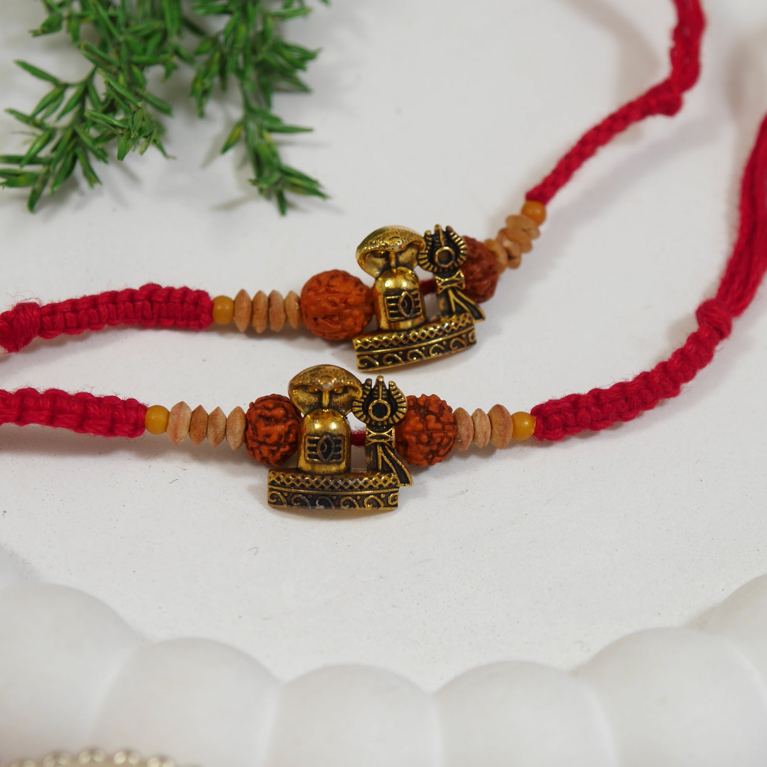Sacred Shivling Rakhi Set with Roli Chawal & Rakshabandhan Card (Pack of 2)