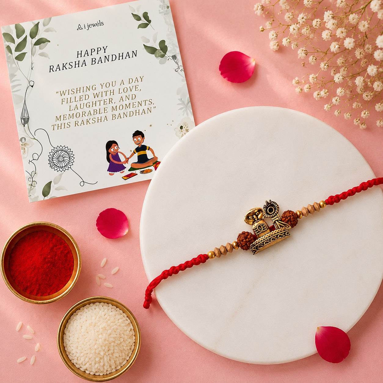 Shivling Rakhi with Roli Chawal & Raksha Bandhan Card
